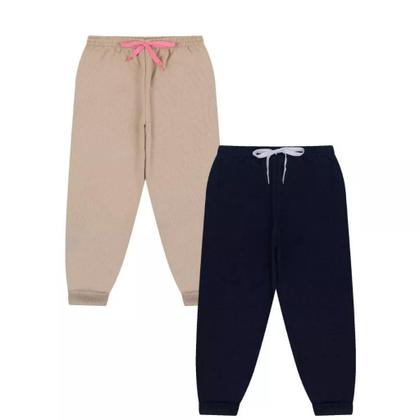 Imagem de Kit 3 Calça Moletom Infantil Menina Peluciada Feminino com Punho em Ribana menina