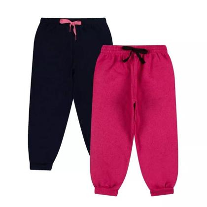 Imagem de Kit 3 Calça Moletom Infantil Menina Peluciada Feminino com Punho em Ribana menina