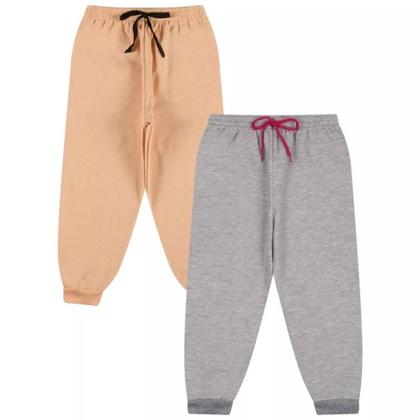 Imagem de Kit 3 Calça Moletom Infantil Menina Peluciada Feminino com Punho em Ribana menina