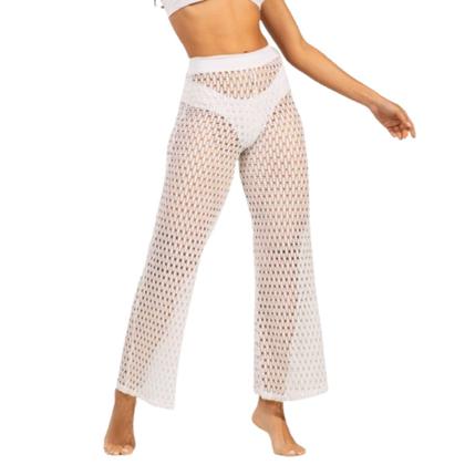 Imagem de KIT 3 Calça Saída de Praia Básica WLS Modas Tricot Flare Cintura Alta Verão Confortavel Moda Praia