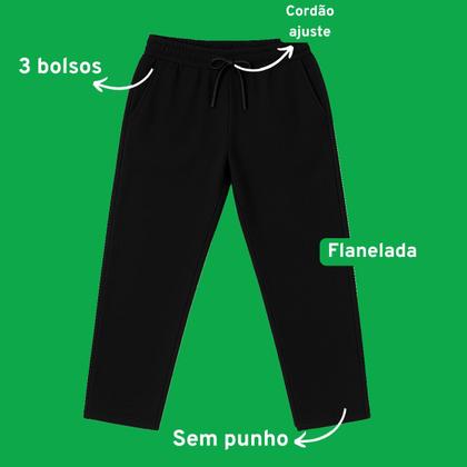 Imagem de Kit 3 Calças de moletom masculina flanelada 3 bolsos algodão M ao Plus Size