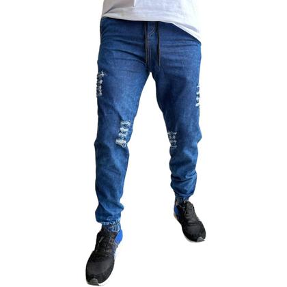 Imagem de kit 3 calças jeans masculina jogger branca rasgada com lycra