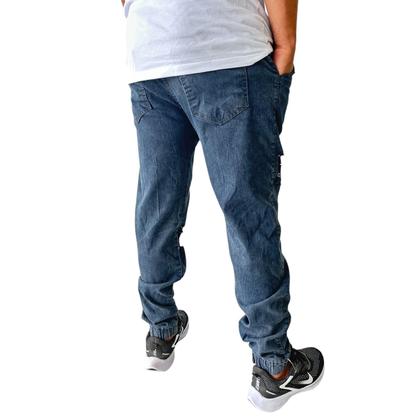 Imagem de kit 3 calças jeans masculina jogger branca rasgada com lycra