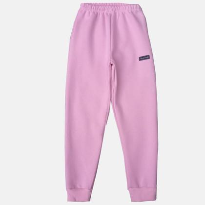 Imagem de Kit 3 Calças jogger  Moletom Flanelado  Infantil unisex Camuflada e Rosa Bebê