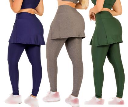 Imagem de Kit 3 Calças Legging Saia Com Bolso Feminino Fitness Moda Evangélica Academia Caminhada Treino The Start