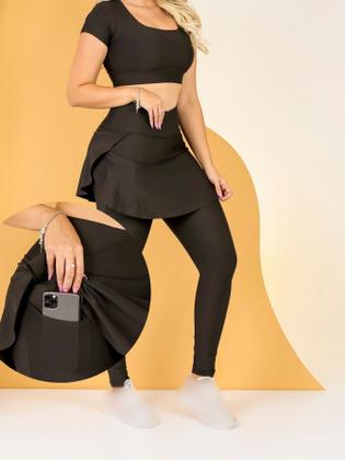 Imagem de Kit 3 Calças Legging Saia Com Bolso Moda Evangélica Fitness Treino Caminhada Academia Suplex The Start