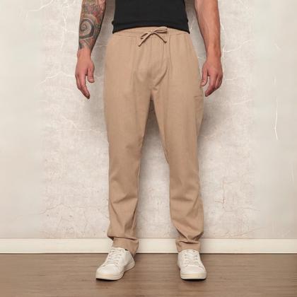 Imagem de Kit 3 Calças Linho Masculina Leve Com Cordão e Bolsos Verão