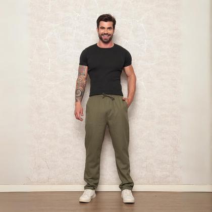 Imagem de Kit 3 Calças Linho Masculina Leve Com Cordão e Bolsos Verão