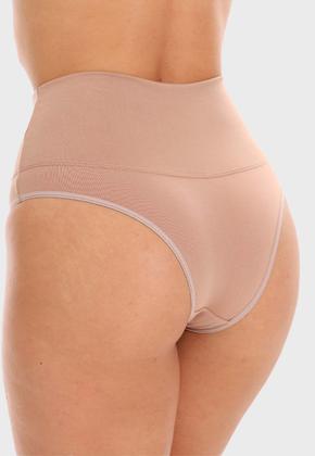 Imagem de Kit 3 Calcinha Cinta Fristyle Microfibra Bege Cós Alto Modeladora