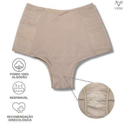 Imagem de Kit 3 Calcinha Cinta Modeladora Cintura Alta Segura Culote