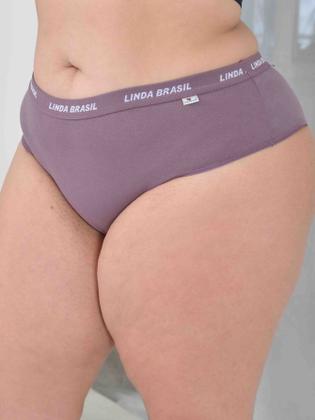 Imagem de Kit 3 Calcinha Plus Size Linda Brasil Algodão Elastico Grosso