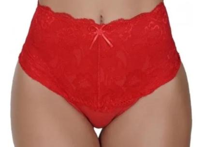 Imagem de Kit 3 Calcinhas Algodão Cós Alto Renda Feminina Tamanho G