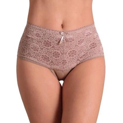 Imagem de Kit 3 Calcinhas Cós Alto Renda Cinta Modeladora Rendada Algodão