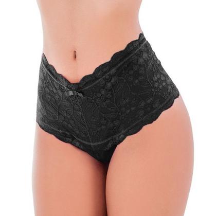 Imagem de Kit 3 Calcinhas Cós Alto Renda Cinta Modeladora Rendada Algodão