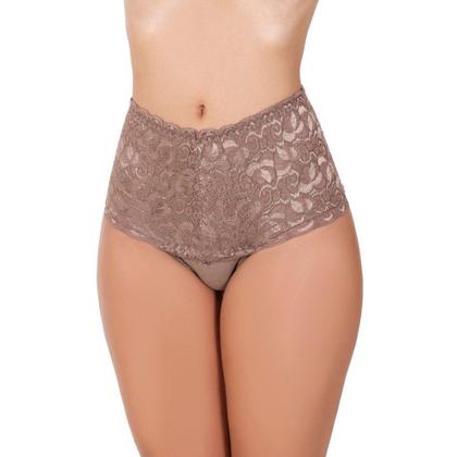 Imagem de Kit 3 Calcinhas Cós Alto Renda Cinta Modeladora Rendada Algodão