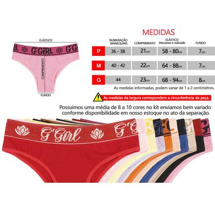 Imagem de Kit 3 Calcinhas Cotton Cós Largo Revenda Lingerie Feminina Roupa Intima Atacado