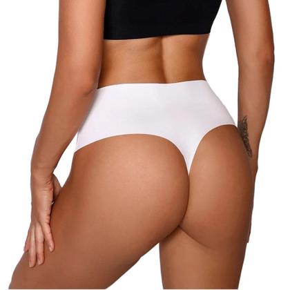 Imagem de Kit 3 Calcinhas Fio Dental Sem Costura Cós Alto Duplo Compressão Corte a Laser Cintura Alta