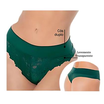 Imagem de Kit 3 Calcinhas Fio Dental Vanille DeMillus Renda Cós Duplo