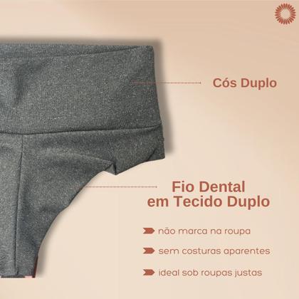 Imagem de Kit 3 Calcinhas Fio Duplo Cós Alto Reforçado Modela Barriga