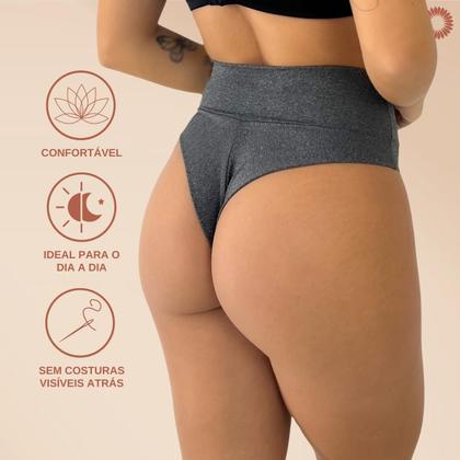 Imagem de Kit 3 Calcinhas Fio Duplo Cós Alto Reforçado Modela Barriga