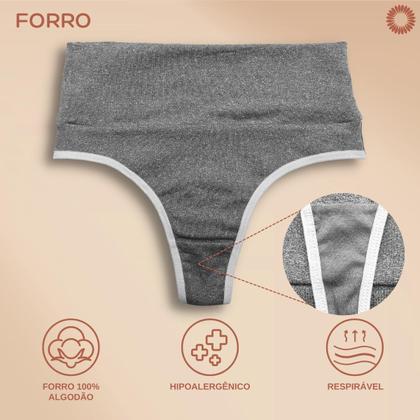 Imagem de Kit 3 Calcinhas Fio Duplo Cós Alto Reforçado Modela Barriga