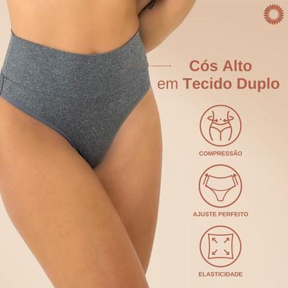 Imagem de Kit 3 Calcinhas Fio Duplo Cós Alto Reforçado Modela Barriga