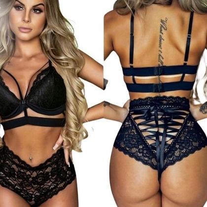 Imagem de Kit 3 Calcinhas Renda Luxo Com Fita 