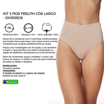 Imagem de Kit 3 Calcinhas Toque Macio Fios com Cós Largo Frelith