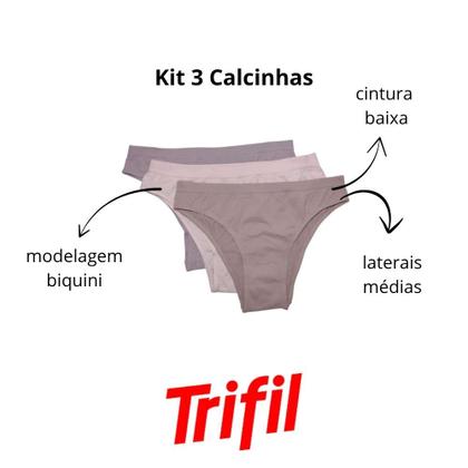 Imagem de Kit 3 Calcinhas Trifil Poesia/Aurora/Macadâmia