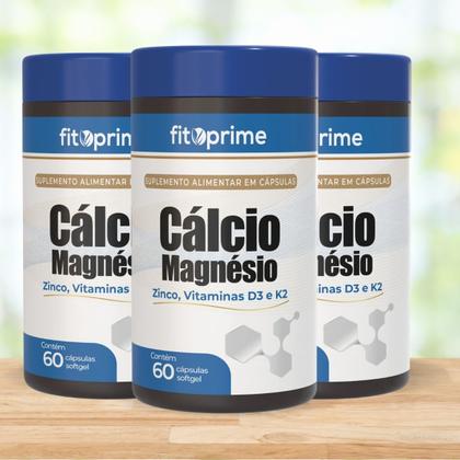Imagem de Kit 3 Cálcio Magnésio e Zinco com Vitaminas D3 e K2 60 Cápsulas Fitoprime