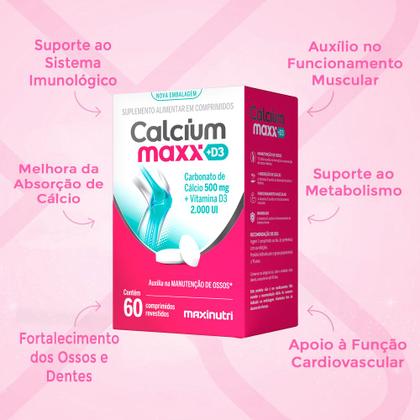 Imagem de Kit 3 Calcium Maxx + D3 e Cálcio 60 Comprimidos Maxinutri