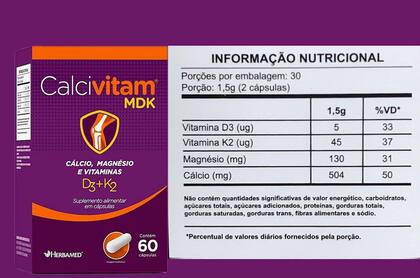 Imagem de Kit 3 Calcivitam Mdk Cálcio, Magnesio E Vitaminas 60 Caps.