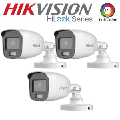 Imagem de kit 3 Camera De Segurança Hilook Hikvision Colorvu Full Hd 1080p Colorida Dia E Noite