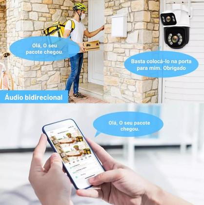 Imagem de kit 3 Camera De Segurança Smart Wi-fi Ip66 Dupla Lente 360 Visão Noturna Externa Prova  D' Agua