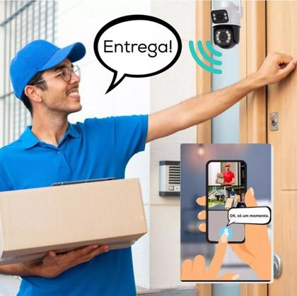 Imagem de kit 3 Camera De Segurança Smart Wi-fi Ip66 Dupla Lente 360 Visão Noturna Externa Prova  D' Agua