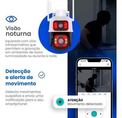 Imagem de kit 3 Camera De Segurança Smart Wi-fi Ip66 Dupla Lente 360 Visão Noturna Externa Prova D' Agua