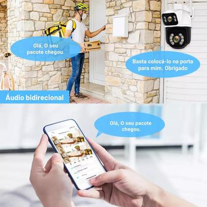 Imagem de kit 3 Camera De Segurança Smart Wi-fi Ip66 Dupla Lente 360 Visão Noturna Externa Prova D' Agua