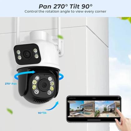 Imagem de kit 3 Camera De Segurança Smart Wi-fi Ip66 Dupla Lente 360 Visão Noturna Externa Prova D' Agua