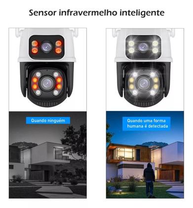 Imagem de kit 3 Camera De Segurança Smart Wi-fi Ip66 Dupla Lente 360 Visão Noturna Externa Prova D' Agua