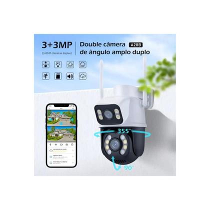 Imagem de Kit 3 Câmera Importada Wi-fi Smart Lente Dupla Externa Cartão de Memória 64gb