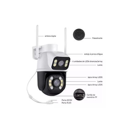 Imagem de Kit 3 Câmera Importada Wi-fi Smart Lente Dupla Externa Cartão de Memória 64gb