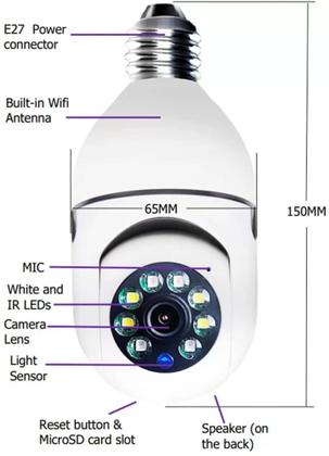 Imagem de kit 3 Camera Ip Seguraca Lampada Vr 360 Panoramica Espia Wifi