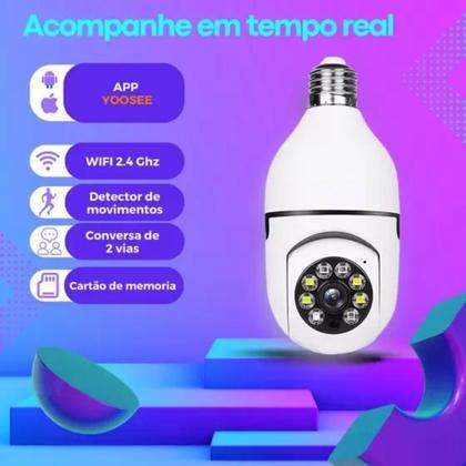 Imagem de KIT 3 Camera Lampada Segurança Wifi sem fio Infra Microfone Bivolt - Envio Imediato