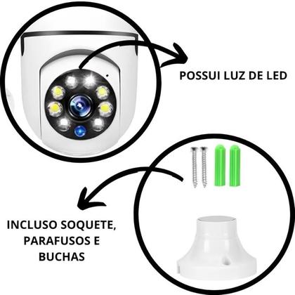 Imagem de KIt 3 Câmeras de segurança wi-fi ip sem fio 360 encaixe lampada App yoosee ptz full HD visão noturna - Envio Rápido