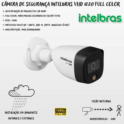 Imagem de Kit 3 Câmeras Intelbras VHD 1220 B Full Color Bullet Full HD 1080p Multi HD IR 20m + Dvr MHDX 3004