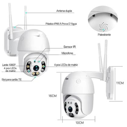 Imagem de Kit 3 Câmeras Ip Externa Wifi Prova Dágua Full HD Segurança Speed Dome 360 Rotação Alta Resolução Com 3 Cartão SD 64gbNf