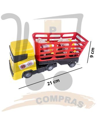Imagem de Kit 3 Caminhão Brinquedo Coletor De Lixo Caçamba E Boiadeiro Com Animais Articulado Infantil Super Frotinha Divplast