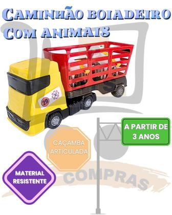 Imagem de Kit 3 Caminhão Brinquedo Coletor De Lixo Caçamba E Boiadeiro Com Animais Articulado Infantil Super Frotinha Divplast