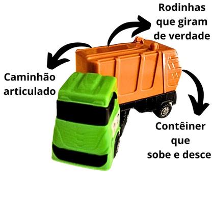 Imagem de Kit 3 Caminhão Brinquedo Coletor De Lixo Caçamba E Boiadeiro Com Animais Articulado Infantil Super Frotinha Divplast