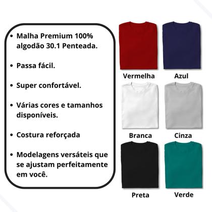 Imagem de Kit 3 Camisa Masculina Básica Algodão 30.1 Premium Lisa Cor